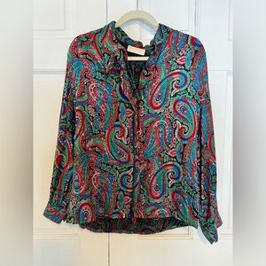 Vintage Sophisticates by Pendleton Paisley Long Sleeve Blouse Size 14